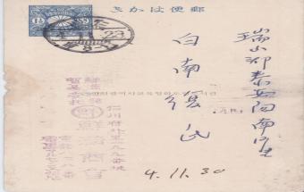 선만상회(鮮滿商會) 곡물시세 통지엽서