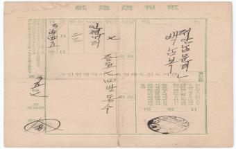 일제강점기 인천에서 보낸 한글 전보송달지(2)